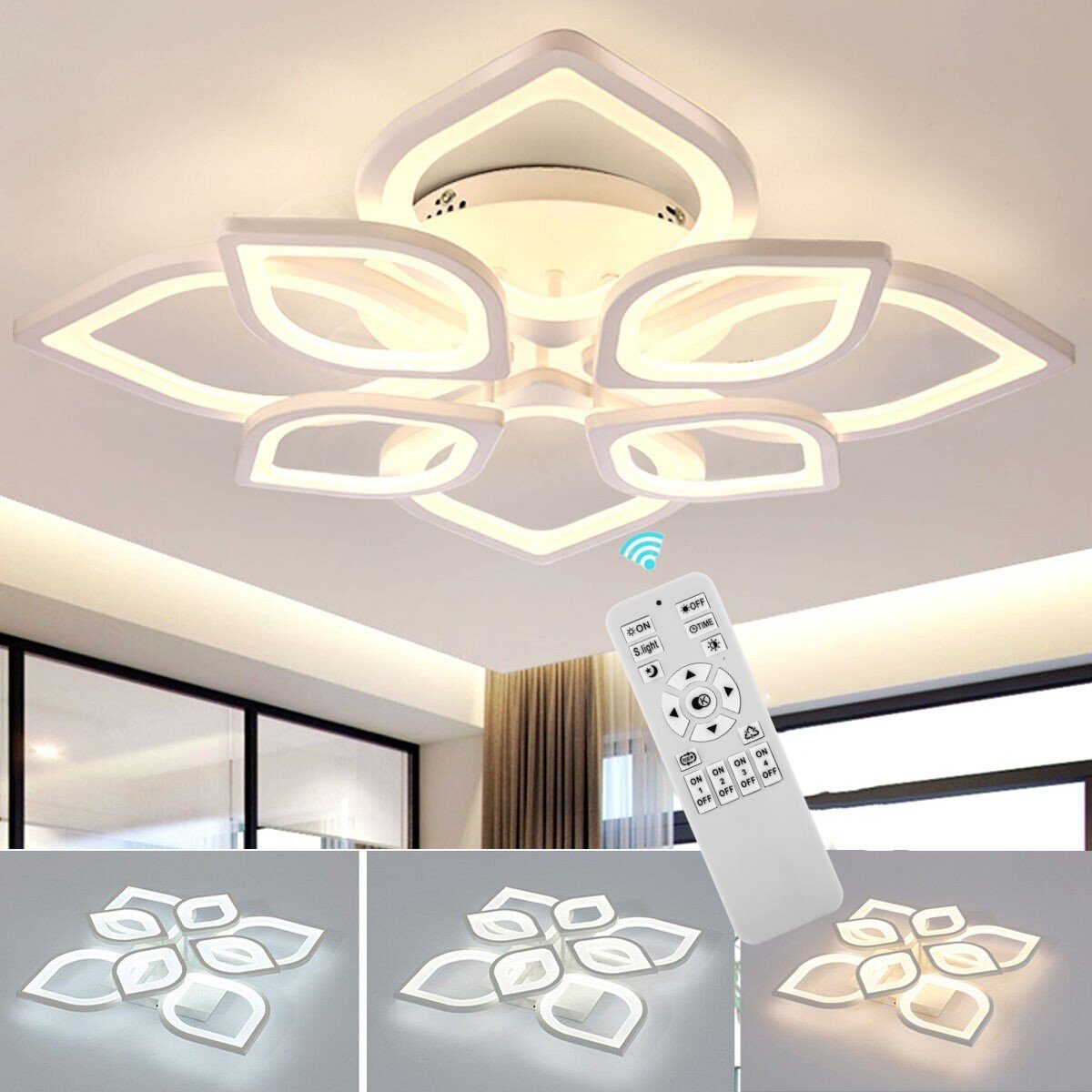 LETGOSPT Deckenleuchten Deckenlampe Dimmbar, Fernbedienung